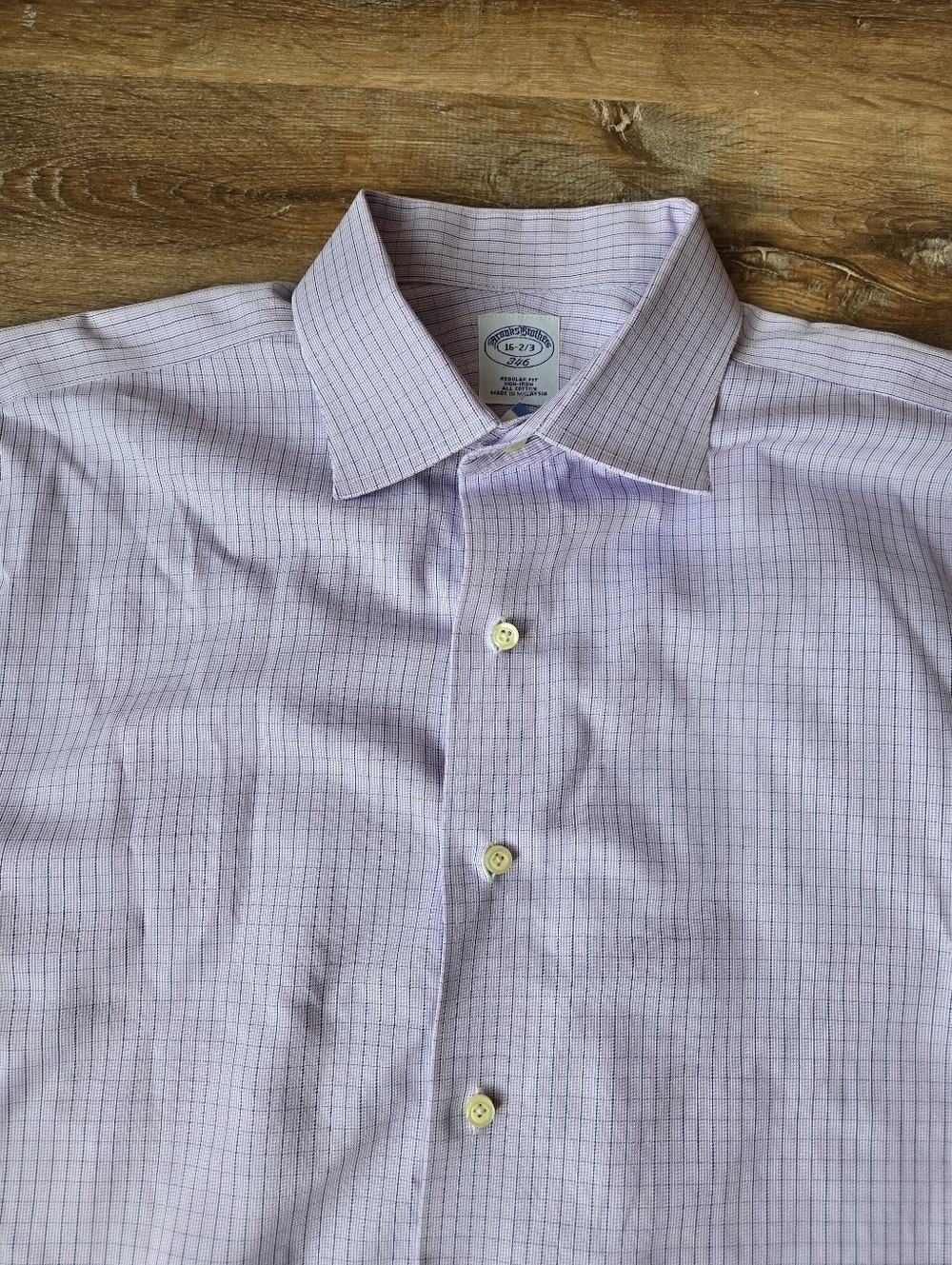Brooks Brothers 346 Regular Fit Purple Checked Dress Shirt Size 16  2/3